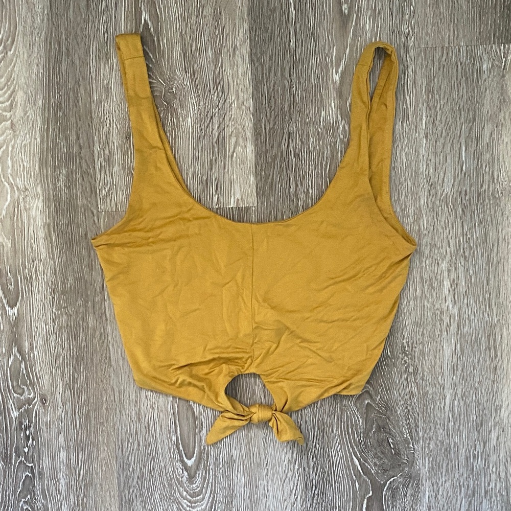 House of Harlow 1960 Mustard Tie-Front Crop Top